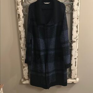 Soft Surroundings Black and Blue Plaid Sweater